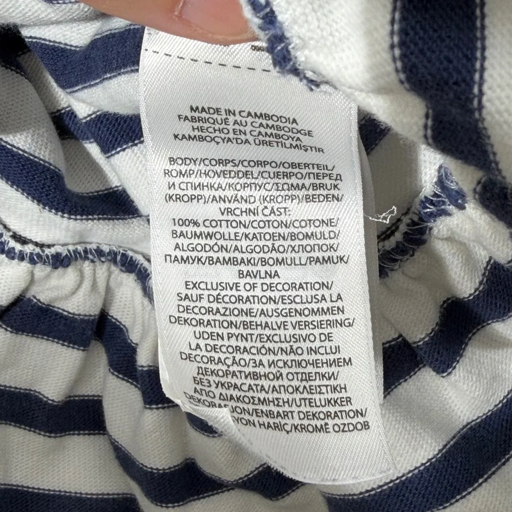 Ralph Lauren Dress Kids 12M White Navy Blue Nautical Peplum Striped Long Sleeve